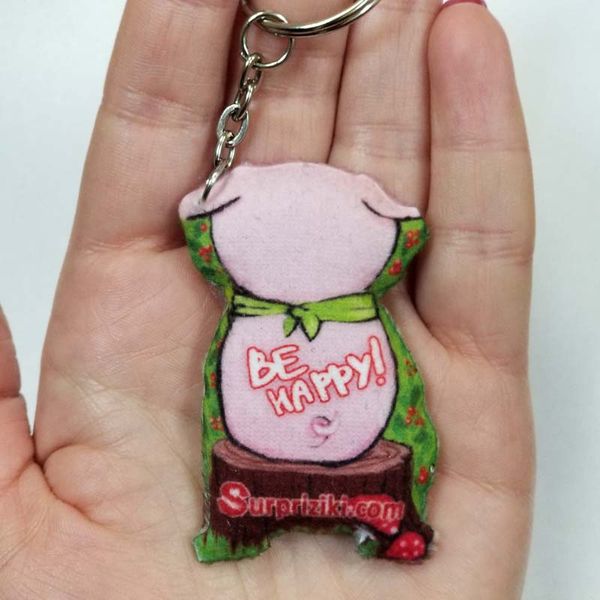 Keychain Pig Be Happy