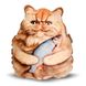 Реалистичная игрушка-подушка Персидский рыжий котенок с рыбой PT3D-29 фото 1