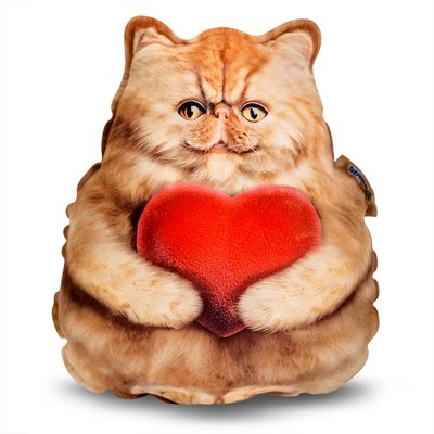 Реалистичная игрушка-подушка Персидский рыжий котенок с сердцем PT3D-27 фото