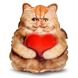 Realistic pillow toy Persian ginger kitten with heart