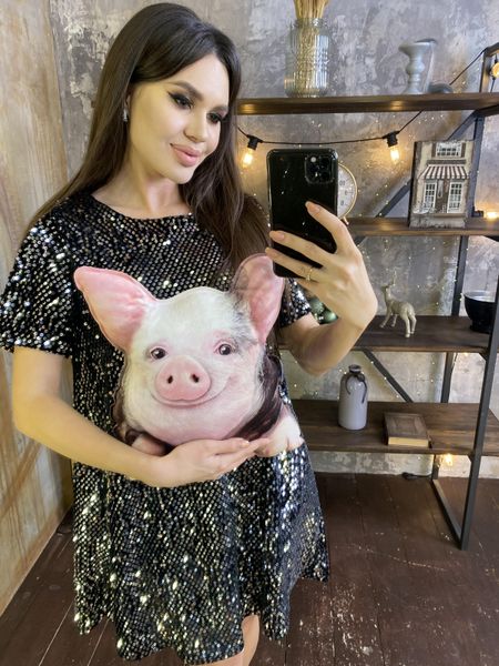 Realistic Pillow Toy Pig Smiling