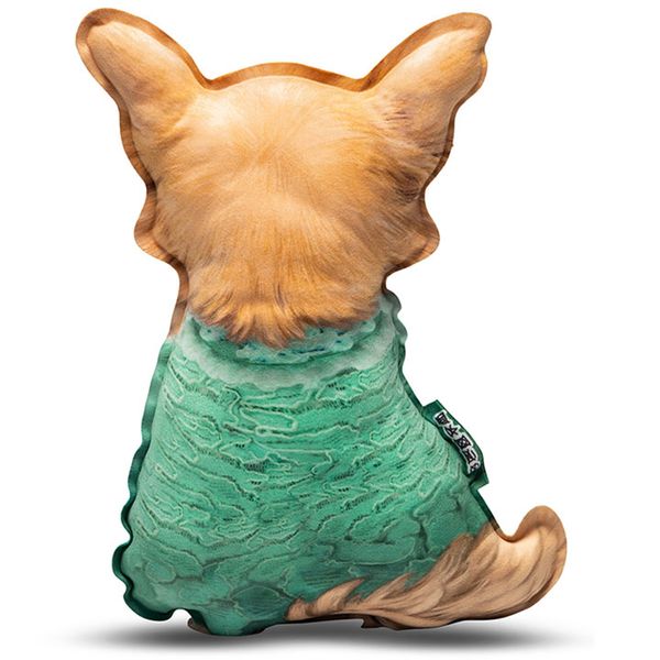 Realistic Chihuahua pillow toy in a dress