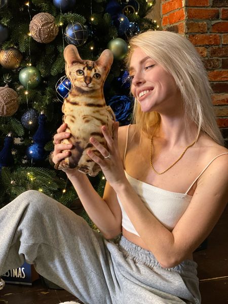 Realistic Bengal cat pillow toy