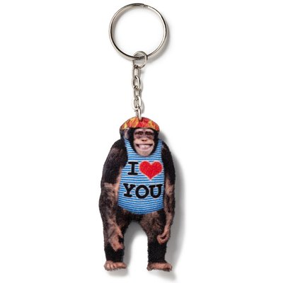 Keychain Chimpanzee in a T-shirt with a smile